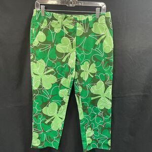 Loudmouth Golf Pants Capri Green Shamrock Clover Womens Size 4